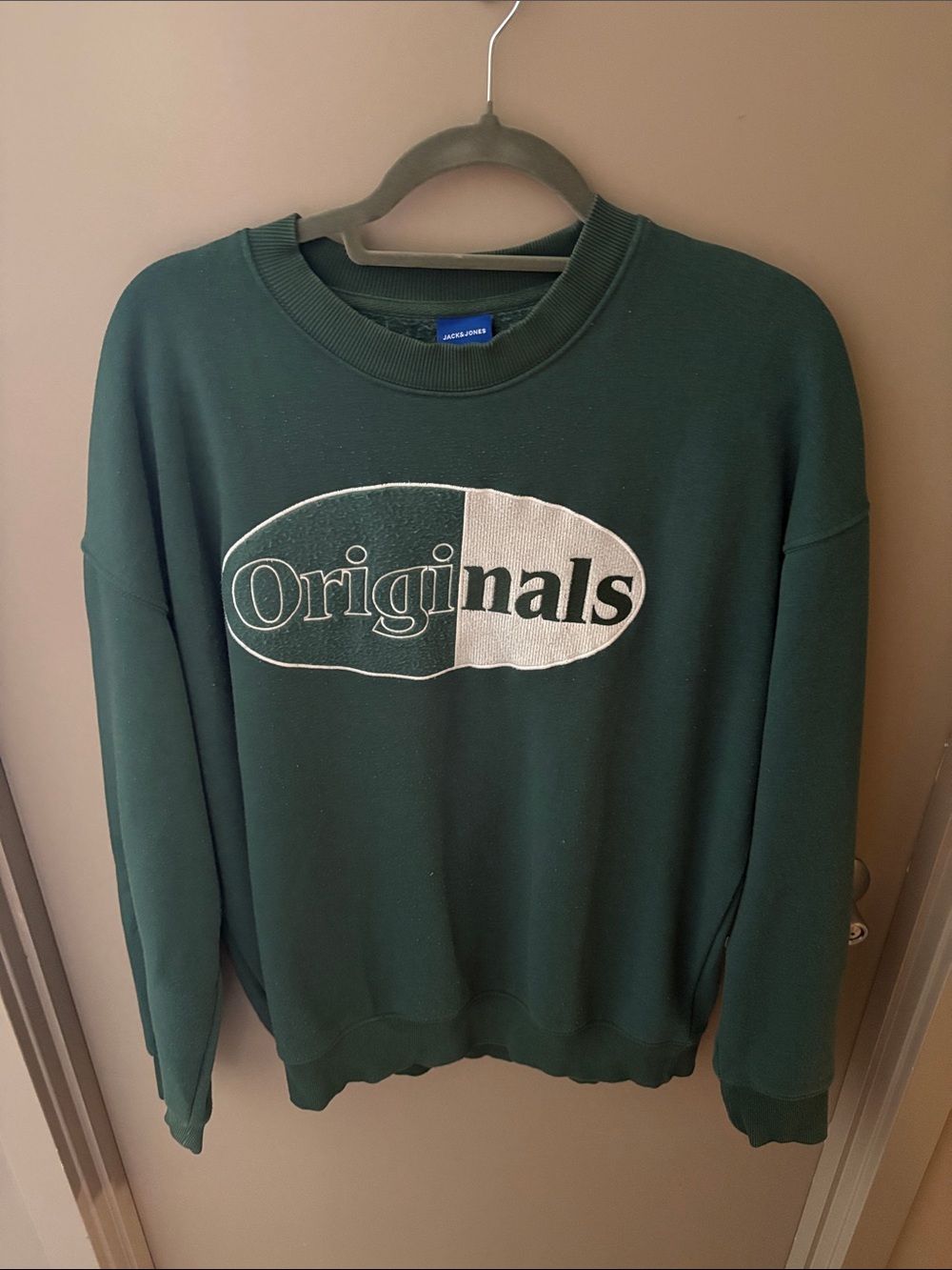 Jack and Jones Dark Green Crewneck with Two-Tone Logo
